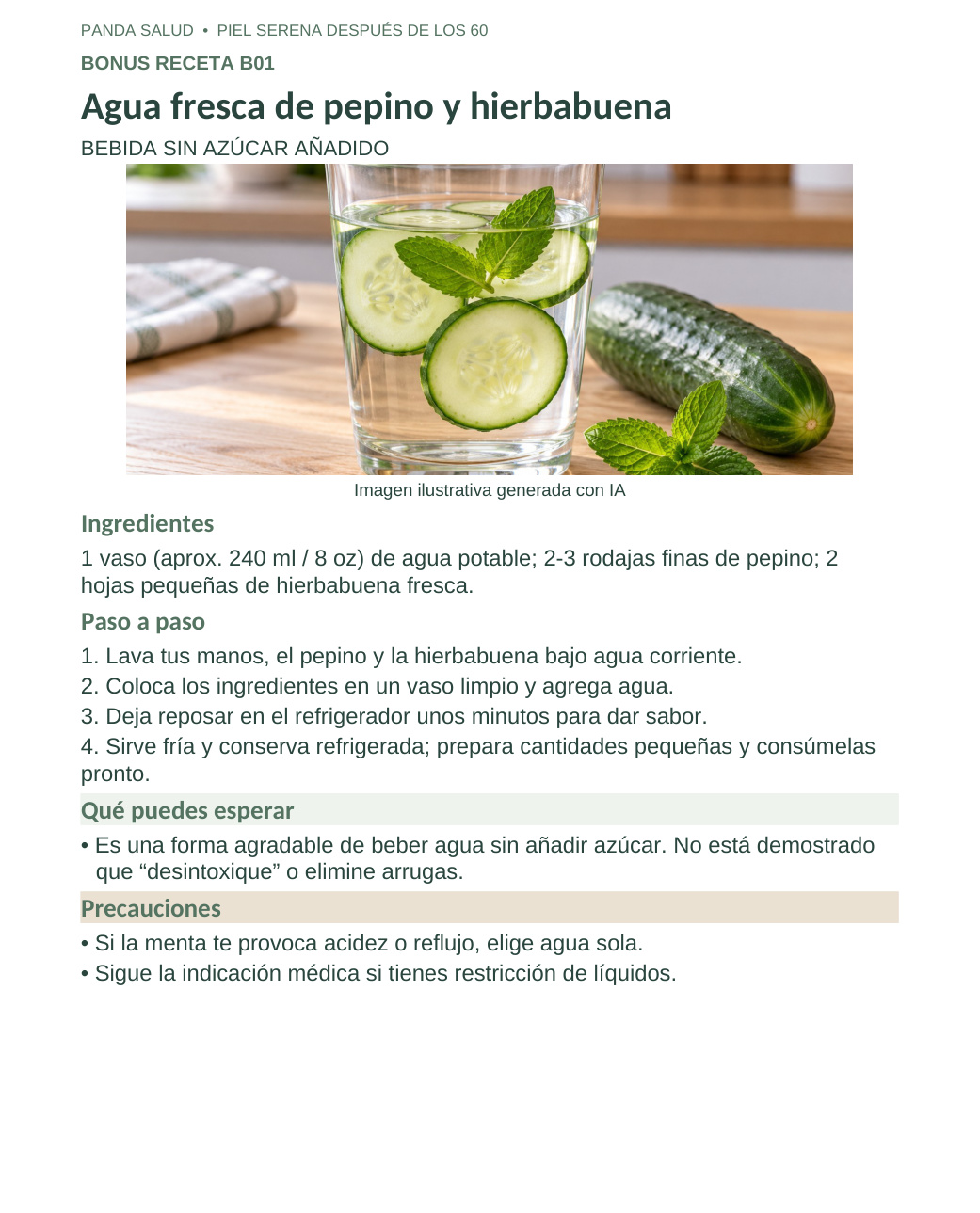 Muestra del ebook: Agua de pepino y hierbabuena